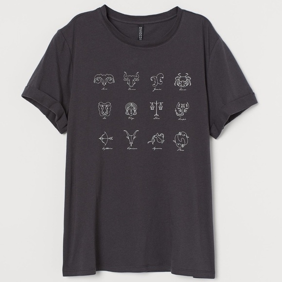 H&M Tops - H&M astrology, 100% cotton soft jersey tee with sewn in cuffs on sleeves. Size S